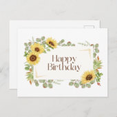 ハッピーバースデー 水彩ひまわり ポストカード (正面/裏面)