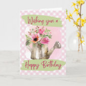 ハッピーバースデー – 水彩灌水缶 カード (黄色い花)