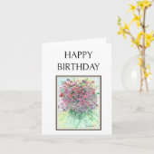 ハッピーバースデー、水彩花、ブーケアート カード (黄色い花)