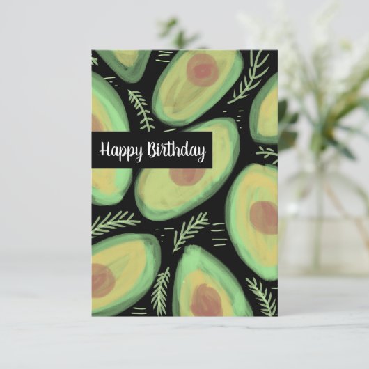 ハッピーバースデー 水彩 アボカド カード (スタンド正面)
