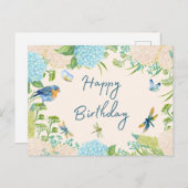 ハッピーバースデー 水彩 紫陽花 花 ポストカード (正面/裏面)