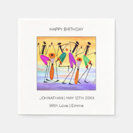 ハッピーバースデー、水表現色の幸せ スタンダードカクテルナプキン