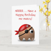 ハッピーバースデー（海賊版）と眼帯 カード (黄色い花)