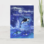 ハッピーバースデー – 満月のキラークジラ – カード (正面)
