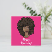 ハッピーバースデー!激励の黒人女性ホットピンク カード (スタンド正面)