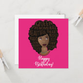 ハッピーバースデー!激励の黒人女性ホットピンク カード (正面/裏面インサイチュ)