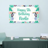 ハッピーバースデー!熱帯トゥーカンの鳥 横断幕 (トレードショー)