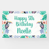 ハッピーバースデー!熱帯トゥーカンの鳥 横断幕 (横)