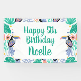 ハッピーバースデー!熱帯トゥーカンの鳥 横断幕
