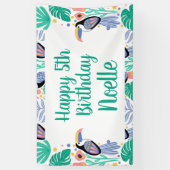 ハッピーバースデー!熱帯トゥーカンの鳥 横断幕 (縦)