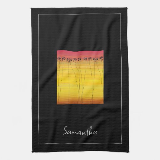 ハッピーバースデー、熱帯夏 キッチンタオル (縦)