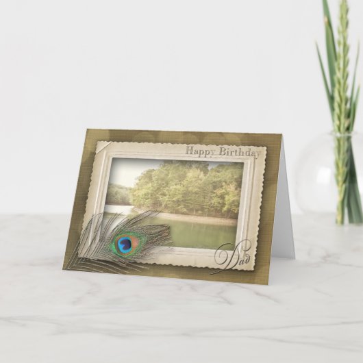ハッピーバースデー – 父 – ヴィンテージレイクシーン カード (正面)