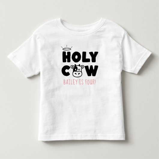 ハッピーバースデー 牛の名前と年齢 誕生日 女の子 かわいい 誕生日 トドラーTシャツ (正面)