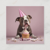 ハッピーバースデー!犬食べ物のケーキ エンクロージャーカード (正面)
