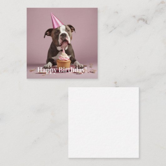 ハッピーバースデー!犬食べ物のケーキ エンクロージャーカード (正面/裏面)