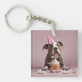 ハッピーバースデー!犬食べ物のケーキ キーホルダー