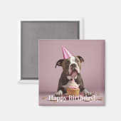 ハッピーバースデー!犬食べ物のケーキ マグネット (正面/裏面)