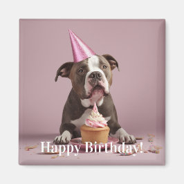ハッピーバースデー!犬食べ物のケーキ マグネット