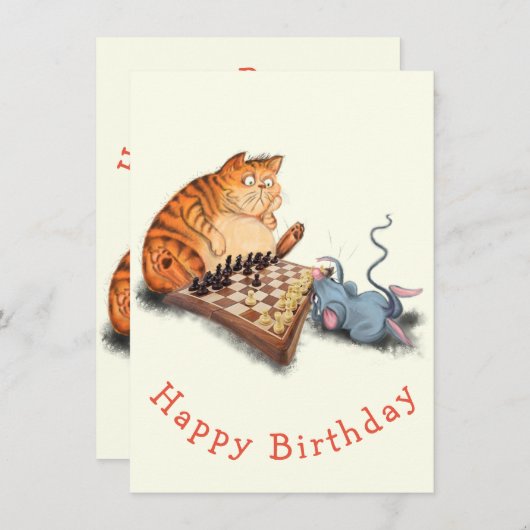 ハッピーバースデー – 猫と遊ネズミのチェスおもしろい (正面/裏面)
