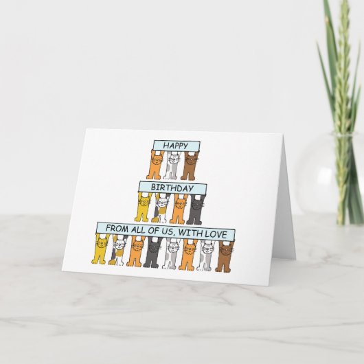 ハッピーバースデー、猫グループ カード (正面)