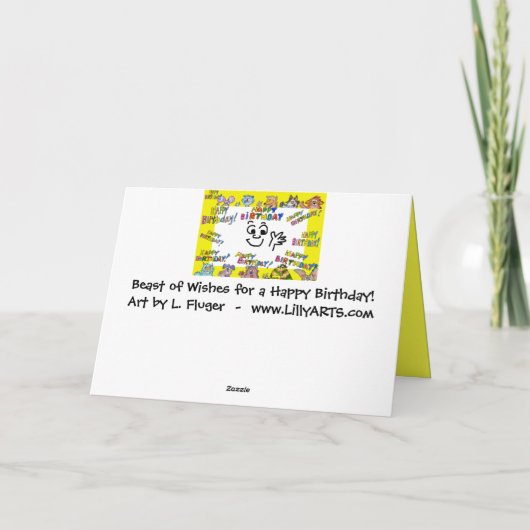 ハッピーバースデー-獣は挨拶状を望みます カード (裏面)