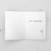 ハッピーバースデー – 甘いティール（緑がかった色）ハート型バルーン カード (内部)