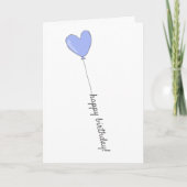 ハッピーバースデー – 甘い薄紫ハート型バルーン カード (正面)