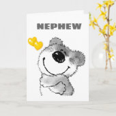 ハッピーバースデー***甥*** CUTEテディベア カード (黄色い花)