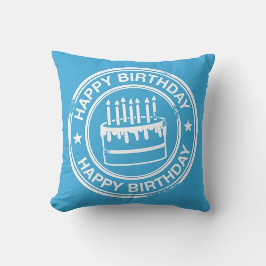 ハッピーバースデー – 白のゴム印の効果 –  クッション (正面)