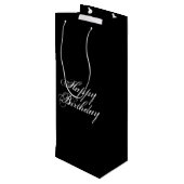 "ハッピーバースデー"白文字、黒 ワインギフトバッグ (裏面アングル)