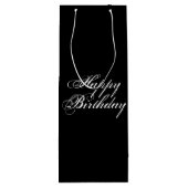 "ハッピーバースデー"白文字、黒 ワインギフトバッグ (裏面)