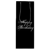 "ハッピーバースデー"白文字、黒 ワインギフトバッグ (正面)