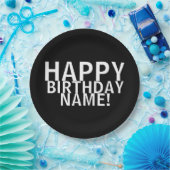 「ハッピーバースデー!」 白黒紙プレート ペーパープレート (パーティー)