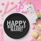 「ハッピーバースデー!」 白黒紙プレート ペーパープレート (パーティー)