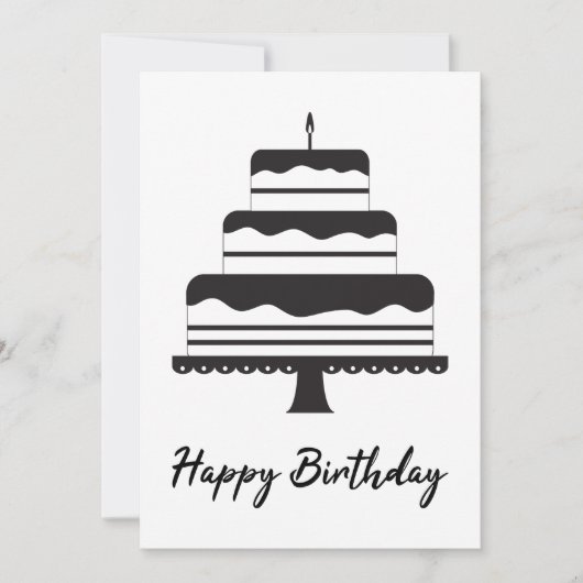 ハッピーバースデー |白黒3層ケーキカード (正面)