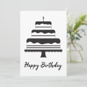 ハッピーバースデー |白黒3層ケーキカード (スタンド正面)