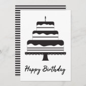 ハッピーバースデー |白黒3層ケーキカード (正面/裏面)