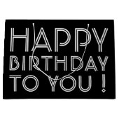 「ハッピーバースデー!」 |白黒 ラージペーパーバッグ (正面)