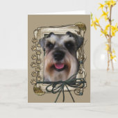 ハッピーバースデー – 石の前足 – シュナウザー カード (黄色い花)