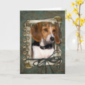 ハッピーバースデー – 石の前足 – ビーグル カード (黄色い花)