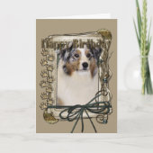 ハッピーバースデー-石造りの足-オーストラリアの羊飼い カード (正面)