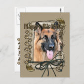 ハッピーバースデー-石造りの足-ジャーマン・シェパード ポストカード (正面/裏面)
