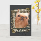 ハッピーバースデー-石造りの足-ブリュッセルGriffon カード (黄色い花)