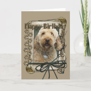 ハッピーバースデー-石造りの足- GoldenDoodle カード