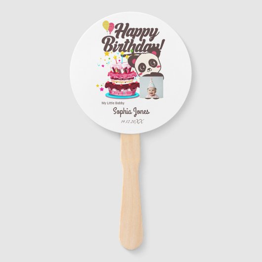 ハッピーバースデー、私のベビー-カスタム写真/名前/DOB ハンドファン (正面)