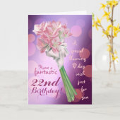 ハッピーバースデー! -第22ピンクの花の挨拶状 カード (黄色い花)