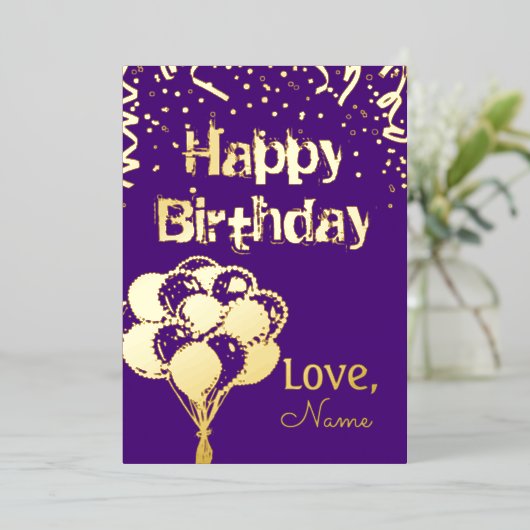 ハッピーバースデー  箔シーズンカード (立ち正面)