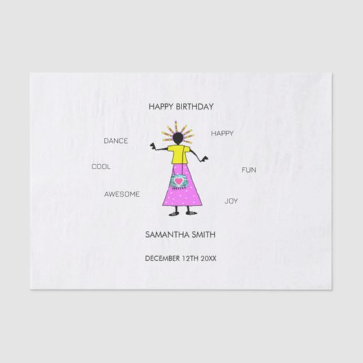 ハッピーバースデー、素晴らしバースデーガールダンス 薄葉紙 (正面)