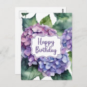 ハッピーバースデー　紫のハイドレンジアの花たちよ ポストカード (正面/裏面)