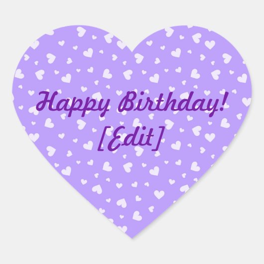ハッピーバースデー – 紫のハートパターンシール ハートシール (正面)
